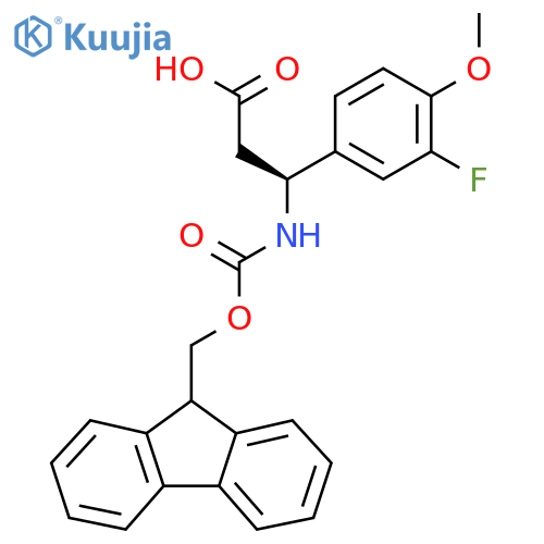 (3S)-3-({(9H-fluoren-9-yl)methoxycarbonyl}amino)-3-(3-fluoro-4-methoxyphenyl)propanoic acid structure