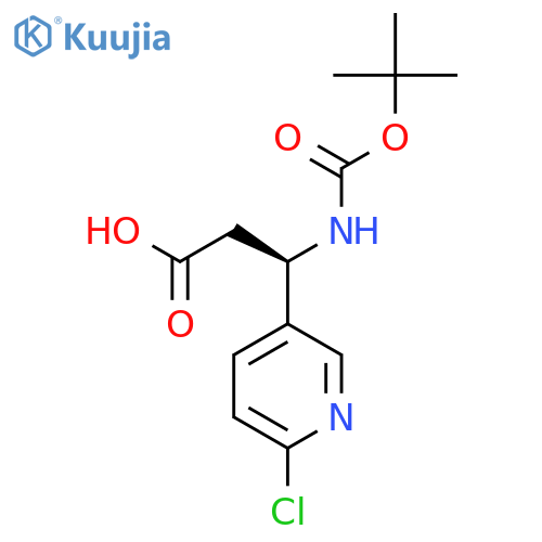 (3R)-3-{(tert-butoxy)carbonylamino}-3-(6-chloropyridin-3-yl)propanoic acid structure