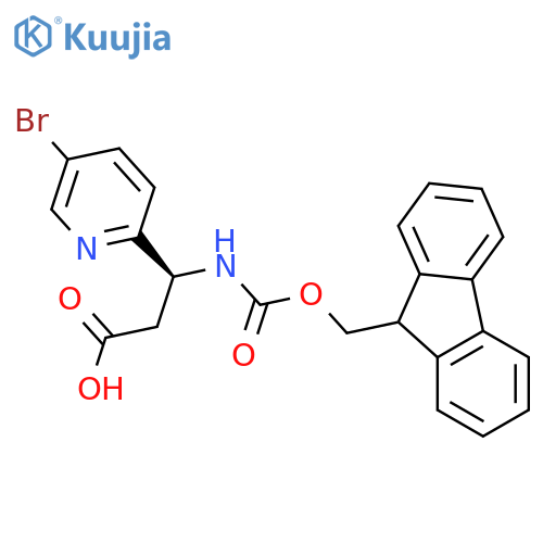 (3S)-3-(5-bromopyridin-2-yl)-3-({(9H-fluoren-9-yl)methoxycarbonyl}amino)propanoic acid structure