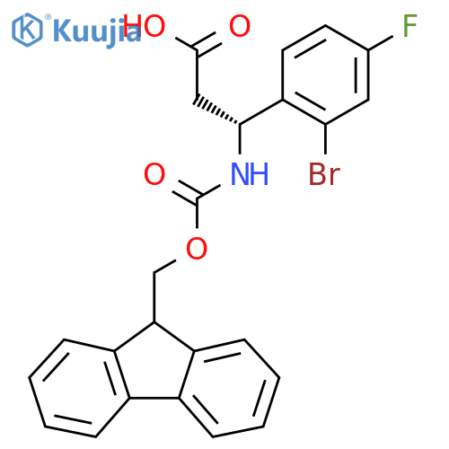(3R)-3-(2-bromo-4-fluorophenyl)-3-({(9H-fluoren-9-yl)methoxycarbonyl}amino)propanoic acid structure