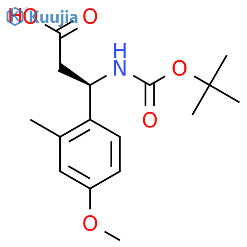 (3R)-3-{(tert-butoxy)carbonylamino}-3-(4-methoxy-2-methylphenyl)propanoic acid structure