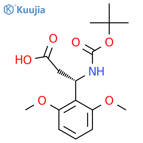 (3S)-3-{(tert-butoxy)carbonylamino}-3-(2,6-dimethoxyphenyl)propanoic acid structure