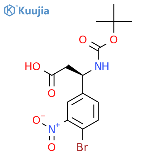 (3R)-3-(4-bromo-3-nitrophenyl)-3-{(tert-butoxy)carbonylamino}propanoic acid structure