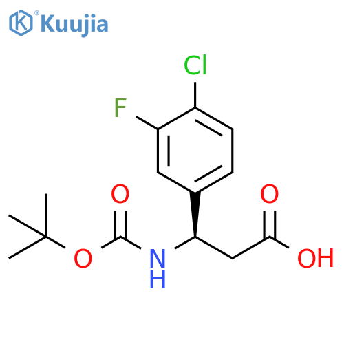 (3R)-3-{(tert-butoxy)carbonylamino}-3-(4-chloro-3-fluorophenyl)propanoic acid structure