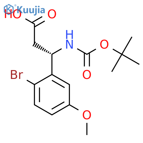 (3S)-3-(2-bromo-5-methoxyphenyl)-3-{(tert-butoxy)carbonylamino}propanoic acid structure
