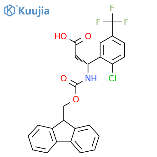 (3R)-3-2-chloro-5-(trifluoromethyl)phenyl-3-({(9H-fluoren-9-yl)methoxycarbonyl}amino)propanoic acid structure