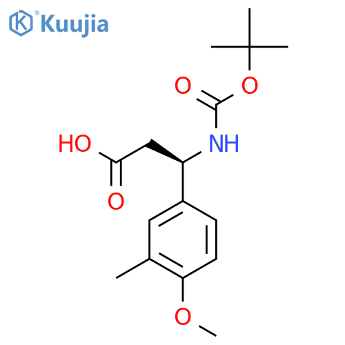 (3R)-3-{(tert-butoxy)carbonylamino}-3-(4-methoxy-3-methylphenyl)propanoic acid structure