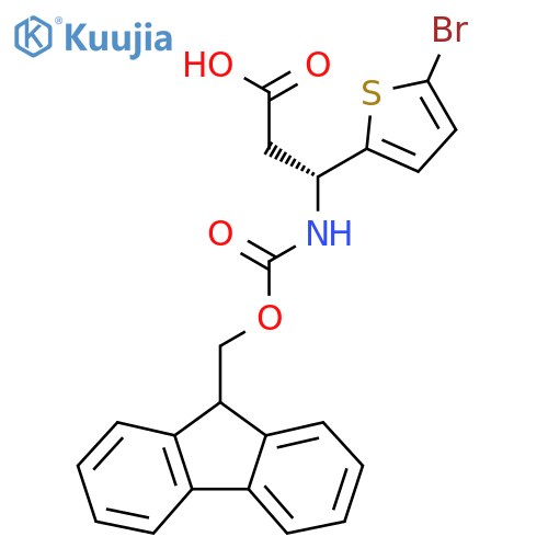 (3R)-3-(5-bromothiophen-2-yl)-3-({(9H-fluoren-9-yl)methoxycarbonyl}amino)propanoic acid structure