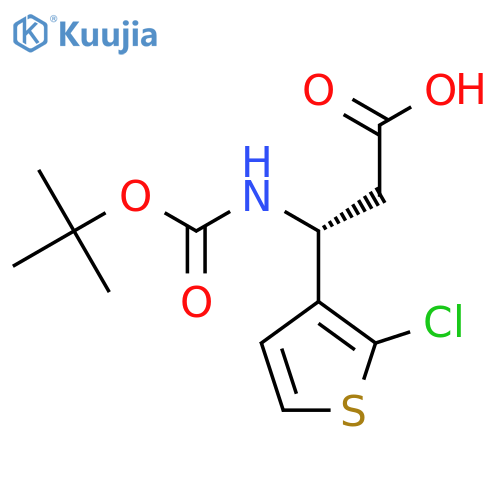 (3R)-3-{(tert-butoxy)carbonylamino}-3-(2-chlorothiophen-3-yl)propanoic acid structure