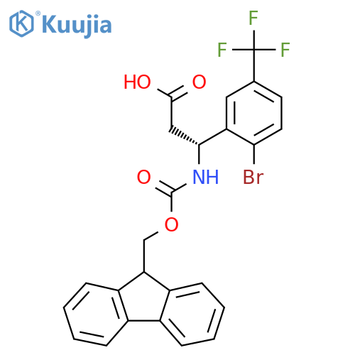 (3R)-3-2-bromo-5-(trifluoromethyl)phenyl-3-({(9H-fluoren-9-yl)methoxycarbonyl}amino)propanoic acid structure