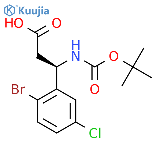(3R)-3-(2-bromo-5-chlorophenyl)-3-{(tert-butoxy)carbonylamino}propanoic acid structure