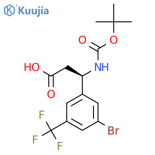 (3R)-3-3-bromo-5-(trifluoromethyl)phenyl-3-{(tert-butoxy)carbonylamino}propanoic acid structure