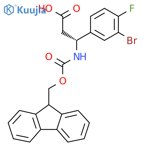 (3R)-3-(3-bromo-4-fluorophenyl)-3-({(9H-fluoren-9-yl)methoxycarbonyl}amino)propanoic acid structure