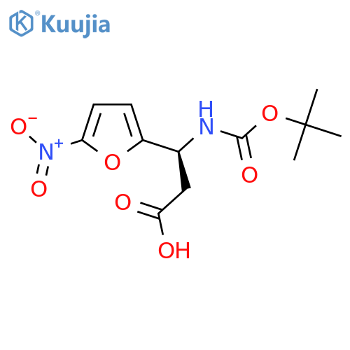 (3S)-3-{(tert-butoxy)carbonylamino}-3-(5-nitrofuran-2-yl)propanoic acid structure