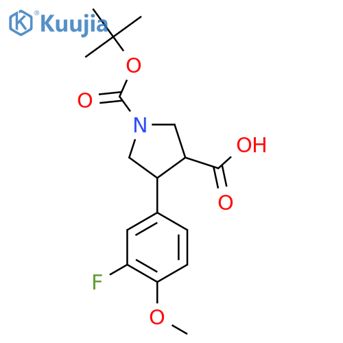 1-(tert-butoxy)carbonyl-4-(3-fluoro-4-methoxyphenyl)pyrrolidine-3-carboxylic acid structure