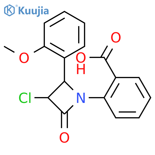 2-[3-chloro-2-(2-methoxyphenyl)-4-oxoazetidin-1-yl]benzoic acid structure