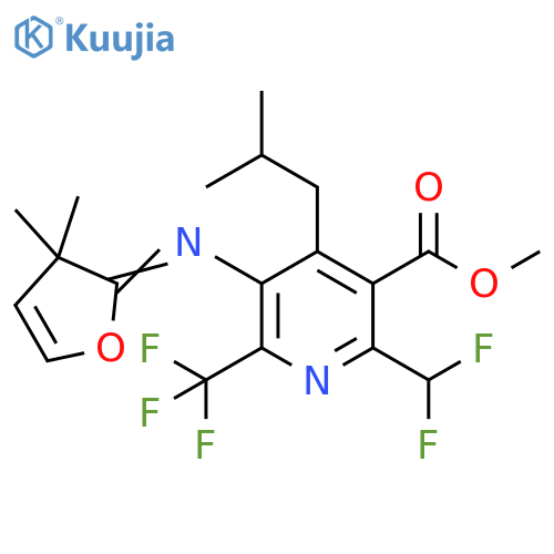 3-Pyridinecarboxylic acid,2-(difluoromethyl)-5-[(3,3-dimethyl-2(3H)-furanylidene)amino]-4-(2-methylpropyl)-6-(trifluoromethyl)-, methyl ester structure