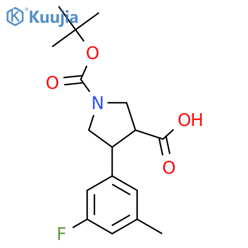 1-(tert-butoxy)carbonyl-4-(3-fluoro-5-methylphenyl)pyrrolidine-3-carboxylic acid structure