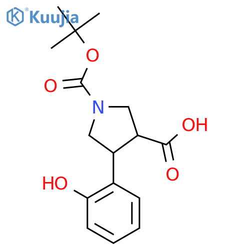 1-(tert-butoxy)carbonyl-4-(2-hydroxyphenyl)pyrrolidine-3-carboxylic acid structure