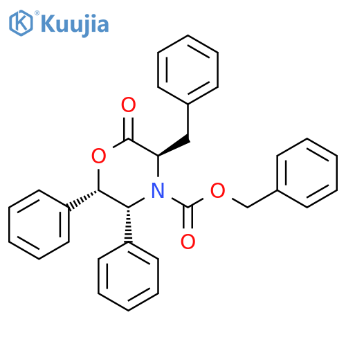 4-Morpholinecarboxylic acid, 2-oxo-5,6-diphenyl-3-(phenylmethyl)-, phenylmethyl ester, (3R,5R,6S)- structure