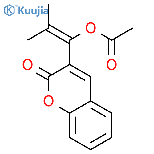 2H-1-Benzopyran-2-one, 3-[1-(acetyloxy)-2-methyl-1-propenyl]- structure