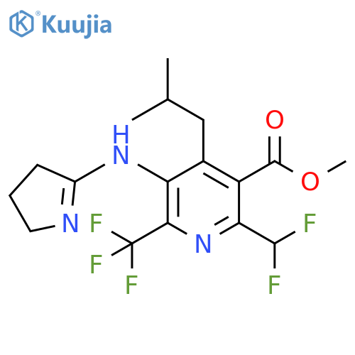 3-Pyridinecarboxylic acid,2-(difluoromethyl)-5-[(3,4-dihydro-2H-pyrrol-5-yl)amino]-4-(2-methylpropyl)-6-(trifluoromethyl)-, methyl ester structure