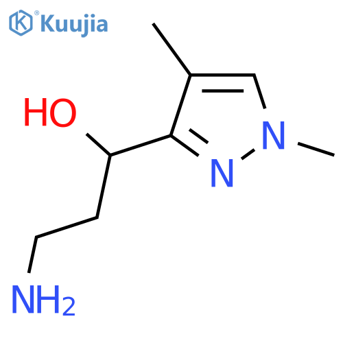 3-amino-1-(1,4-dimethyl-1H-pyrazol-3-yl)propan-1-ol structure