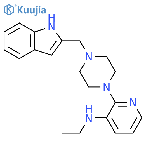 3-Pyridinamine, N-ethyl-2-[4-(1H-indol-2-ylmethyl)-1-piperazinyl]- structure