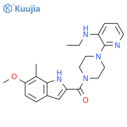 Piperazine,1-[3-(ethylamino)-2-pyridinyl]-4-[(6-methoxy-7-methyl-1H-indol-2-yl)carbonyl]- structure