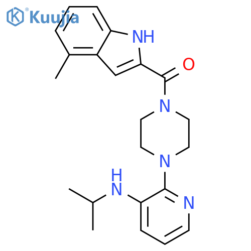 (4-methyl-1H-indol-2-yl){4-[3-(propan-2-ylamino)pyridin-2-yl]piperazin-1-yl}methanone structure