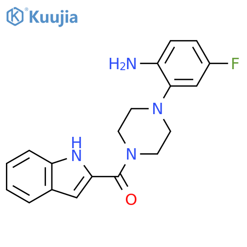 Piperazine, 1-(2-amino-5-fluorophenyl)-4-(1H-indol-2-ylcarbonyl)- structure