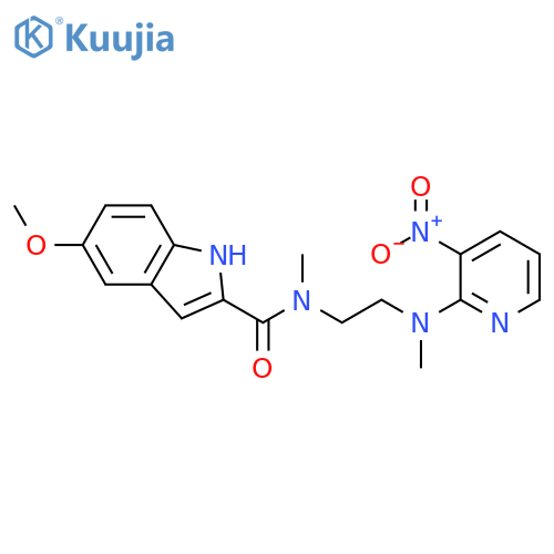 1H-Indole-2-carboxamide,5-methoxy-N-methyl-N-[2-[methyl(3-nitro-2-pyridinyl)amino]ethyl]- structure