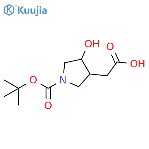 2-{1-(tert-butoxy)carbonyl-4-hydroxypyrrolidin-3-yl}acetic acid structure