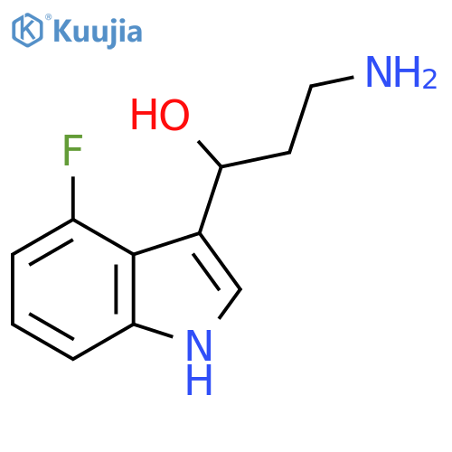 3-amino-1-(4-fluoro-1H-indol-3-yl)propan-1-ol structure