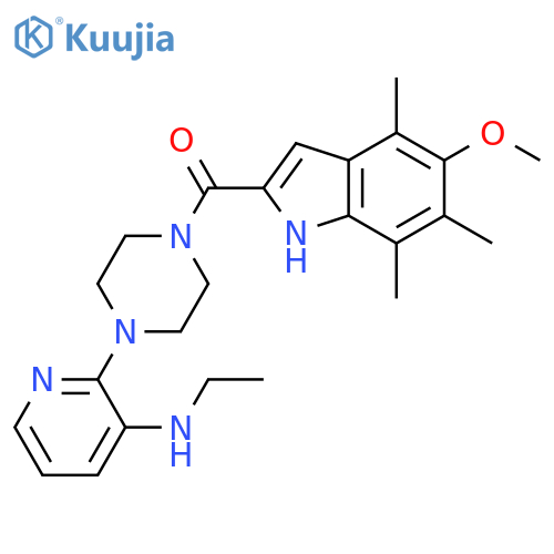 Piperazine,1-[3-(ethylamino)-2-pyridinyl]-4-[(5-methoxy-4,6,7-trimethyl-1H-indol-2-yl)carbonyl]- structure