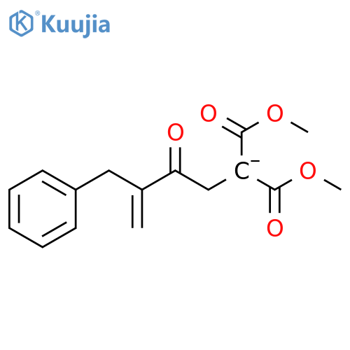 Propanedioic acid, 2-[2-oxo-3-(phenylmethyl)-3-buten-1-yl]-, 1,3-dimethyl ester, ion(1-) structure