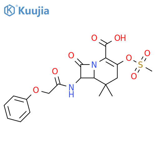 1-Azabicyclo[4.2.0]oct-2-ene-2-carboxylic acid,5,5-dimethyl-3-[(methylsulfonyl)oxy]-8-oxo-7-[(phenoxyacetyl)amino]- structure