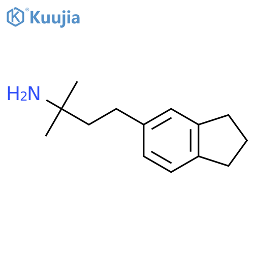4-(2,3-dihydro-1H-inden-5-yl)-2-methylbutan-2-amine structure