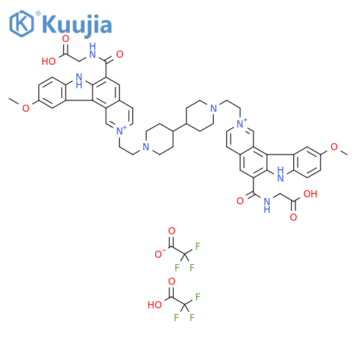 7H-Pyrido[4,3-c]carbazolium, 2,2'-([4,4'-bipiperidine]-1,1'-diyldi-2,1-ethanediyl)bis[6-[[(carboxymethyl)amino]carbonyl]-10-methoxy-, salt with trifluoroacetic acid (1:2), bis(trifluoroacetate) (9CI) structure