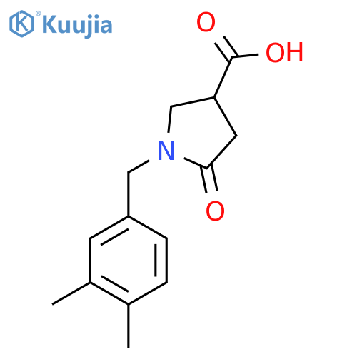 1-[(3,4-Dimethylphenyl)methyl]-5-oxopyrrolidine-3-carboxylic acid structure