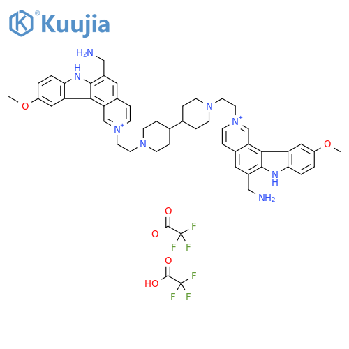 7H-Pyrido[4,3-c]carbazolium, 2,2'-([4,4'-bipiperidine]-1,1'-diyldi-2,1-ethanediyl)bis[6-(aminomethyl)-10-methoxy-, salt with trifluoroacetic acid (1:2), tetrakis(trifluoroacetate) (9CI) structure