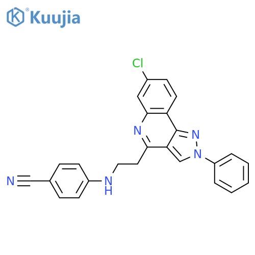 4-{[2-(7-chloro-2-phenyl-2H-pyrazolo[4,3-c]quinolin-4-yl)ethyl]amino}benzonitrile structure