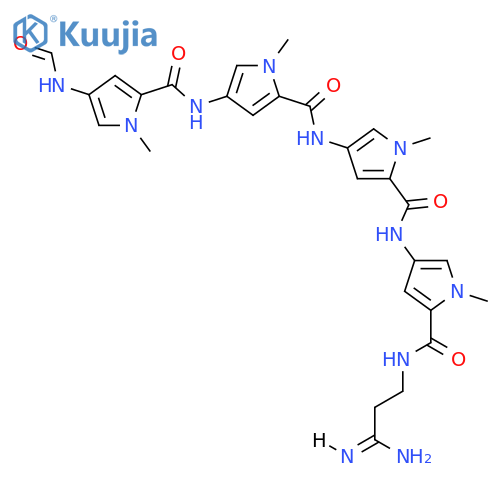N-[5-({5-[(5-{[(3Z)-3-amino-3-iminopropyl]carbamoyl}-1-methyl-1H-pyrrol-3-yl)carbamoyl]-1-methyl-1H-pyrrol-3-yl}carbamoyl)-1-methyl-1H-pyrrol-3-yl]-4-(formylamino)-1-methyl-1H-pyrrole-2-carboxamide structure