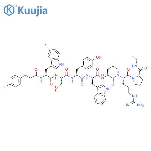 L-Prolinamide,5-fluoro-N-[3-(4-fluorophenyl)-1-oxopropyl]-L-tryptophyl-L-seryl-L-tyrosyl-D-tryptophyl-L-leucyl-L-arginyl-N-ethyl- structure