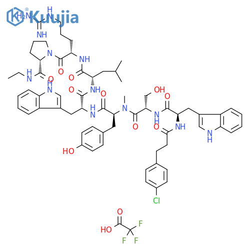 L-Prolinamide, N-[3-(4-chlorophenyl)-1-oxopropyl]-D-tryptophyl-L-seryl-N-methyl-L-tyrosyl-D-tryptophyl-L-leucyl-L-arginyl-N-ethyl-, mono(trifluoroacetate) (salt) (9CI) structure