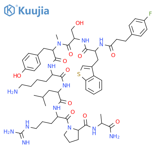D-Alaninamide,3-benzo[b]thien-3-yl-N-[3-(4-fluorophenyl)-1-oxopropyl]-D-alanyl-L-seryl-N-methyl-L-tyrosyl-D-lysyl-L-leucyl-L-arginyl-L-prolyl- structure
