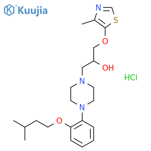 1-{4-[2-(3-methylbutoxy)phenyl]piperazin-1-yl}-3-[(4-methyl-1,3-thiazol-5-yl)oxy]propan-2-ol hydrochloride structure