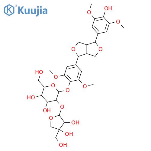 (-)-Syringaresnol-4-O-β-D-apiofuranosyl-(1→2)-β-D-glucopyranoside structure