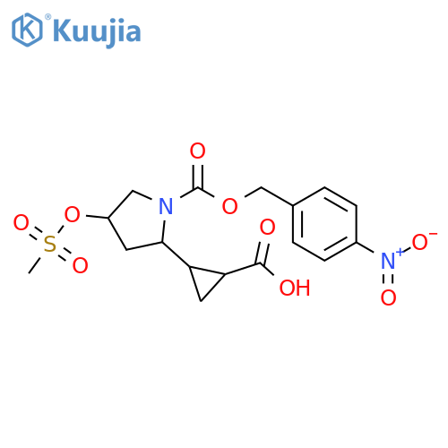 1-Pyrrolidinecarboxylic acid,2-(2-carboxycyclopropyl)-4-[(methylsulfonyl)oxy]-,1-[(4-nitrophenyl)methyl] ester structure