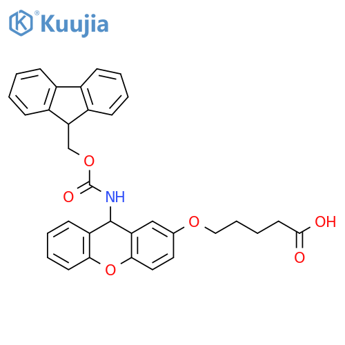 Pentanoic acid,5-[[9-[[(9H-fluoren-9-ylmethoxy)carbonyl]amino]-9H-xanthen-2-yl]oxy]- structure